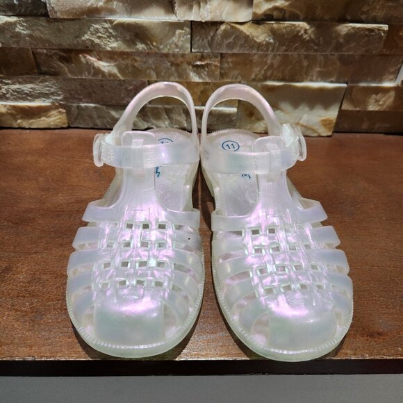 Cat & Jack Iridescent Pearl Jelly Sandal Size 11 - Picture 1 of 4